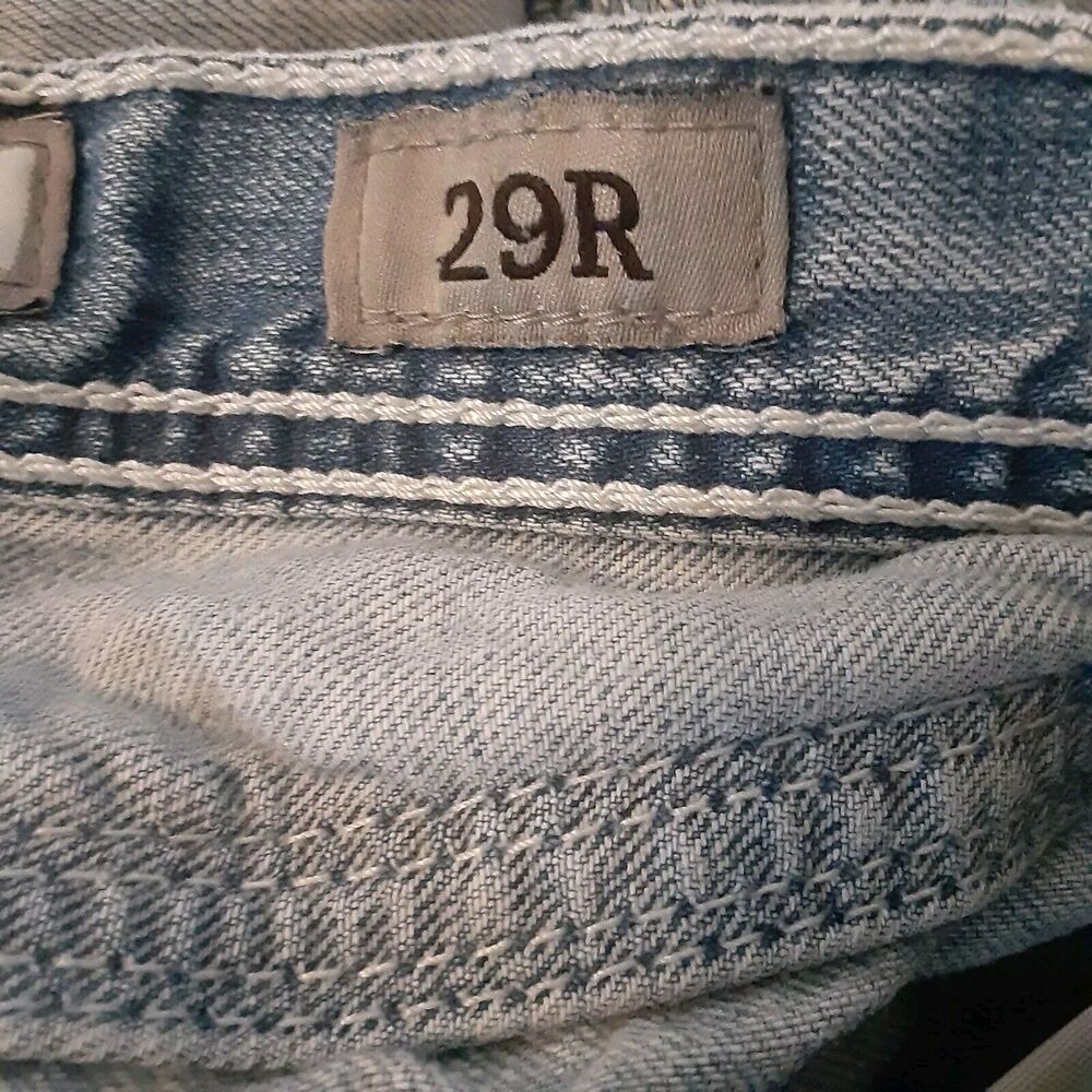 BKE Fulton Jeans Men's 29R Bootcut Low Rise Medium Wash Blue Stretch Distressed - Picture 5 of 13